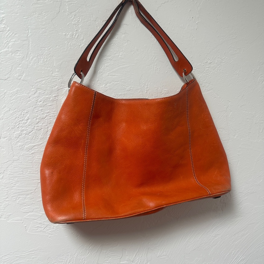 Adrienne Vittadini Orange Leather Shoulder Bag